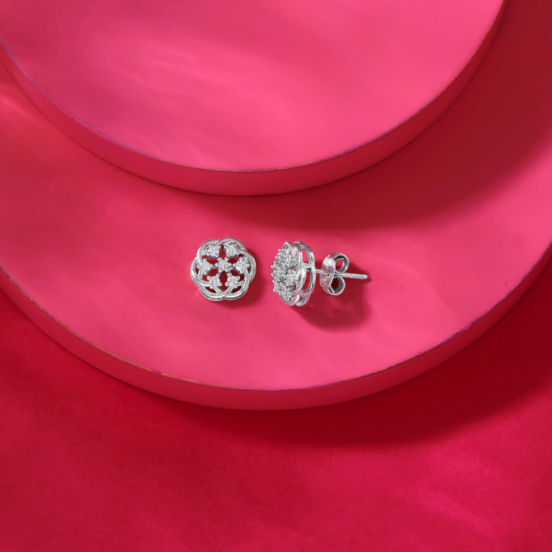 Starry Nova Silver Stud Earrings