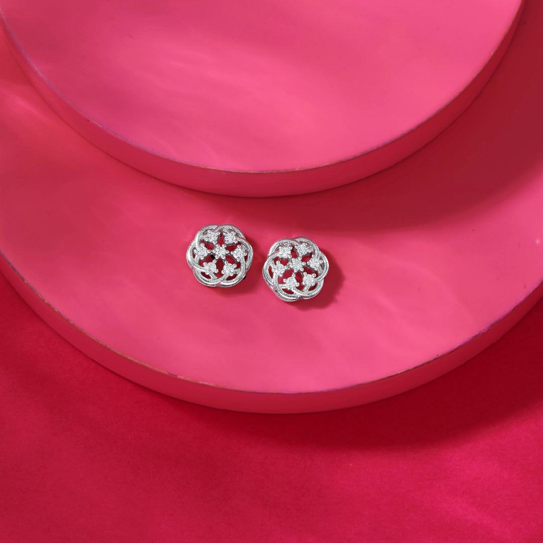 Starry Nova Silver Stud Earrings