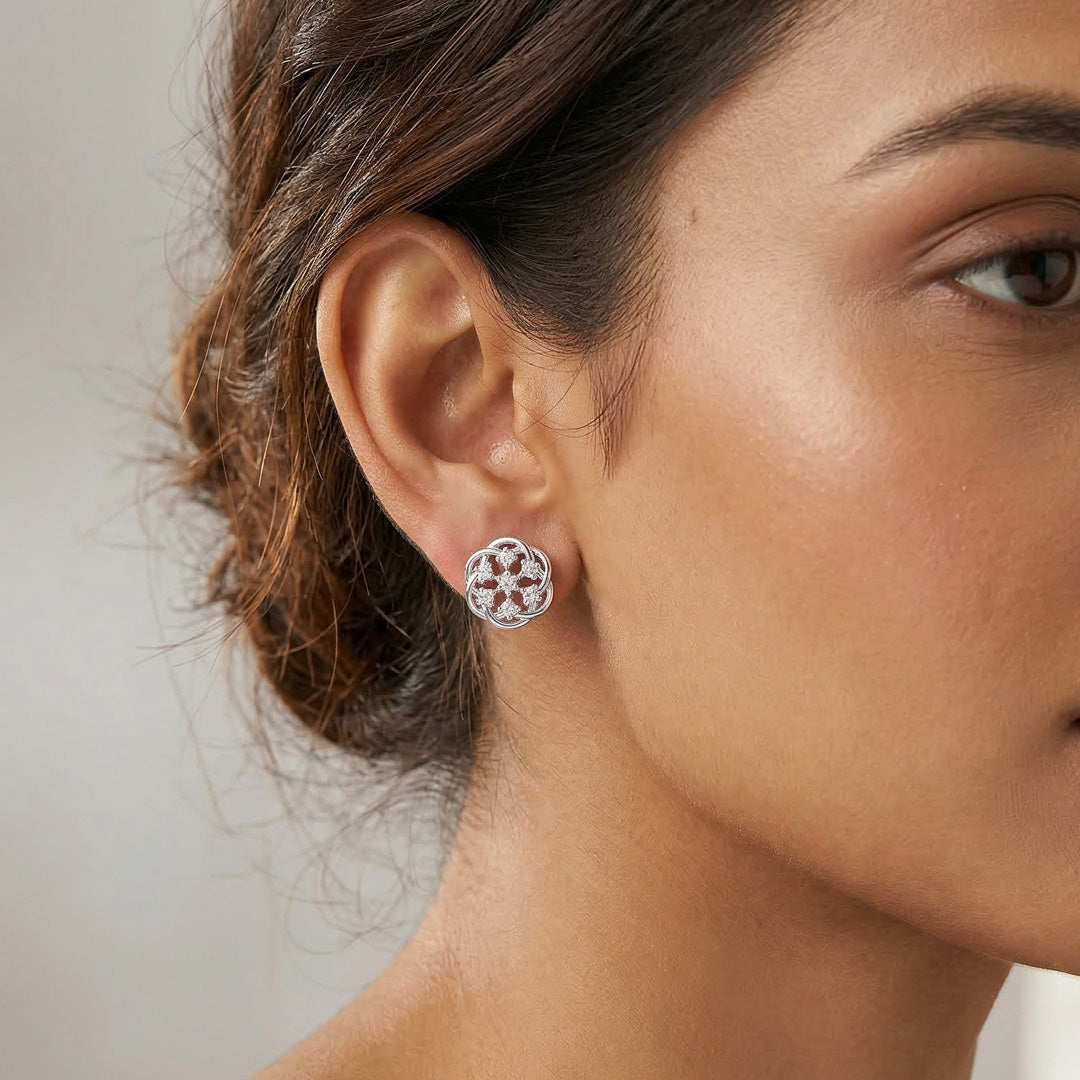 Starry Nova Silver Stud Earrings