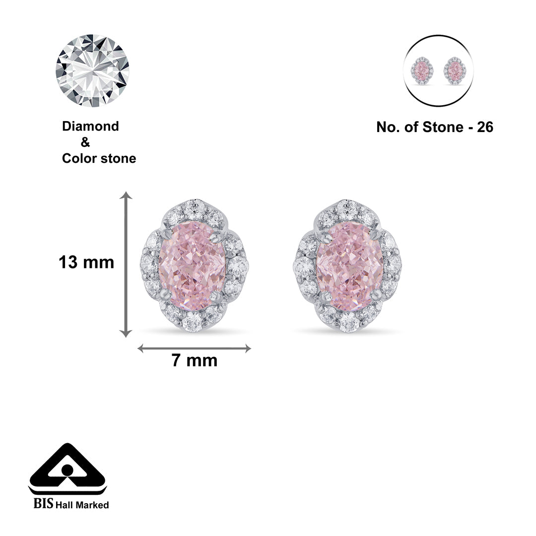 Pink Glow Silver Stud Earrings