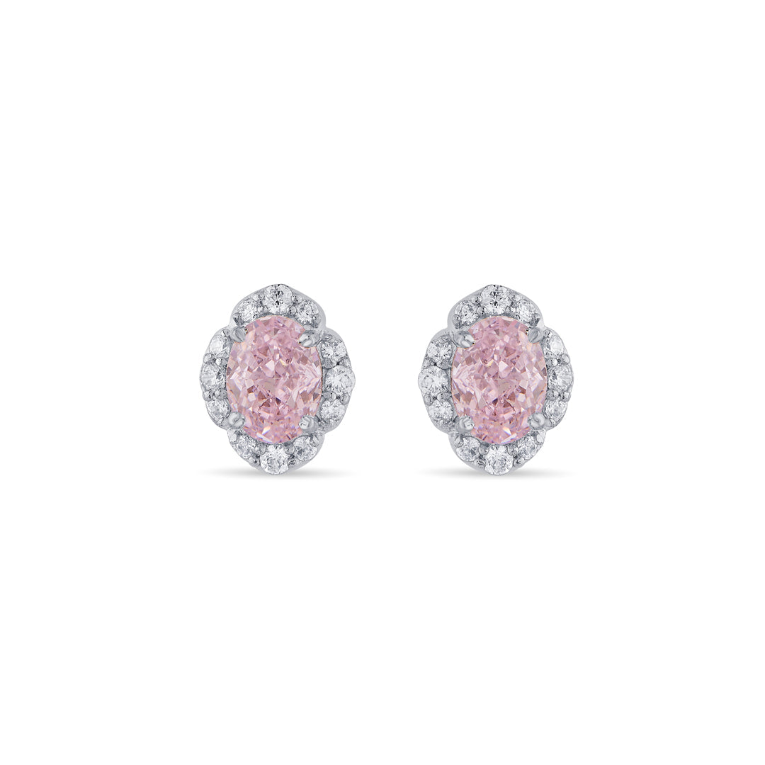Pink Glow Silver Stud Earrings