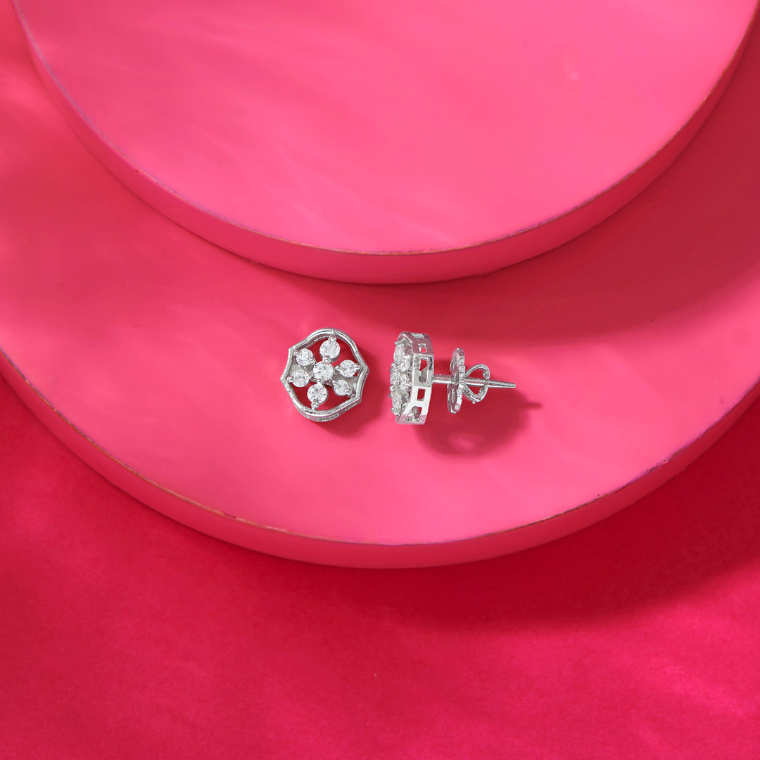Petal Pop Silver Stud Earrings