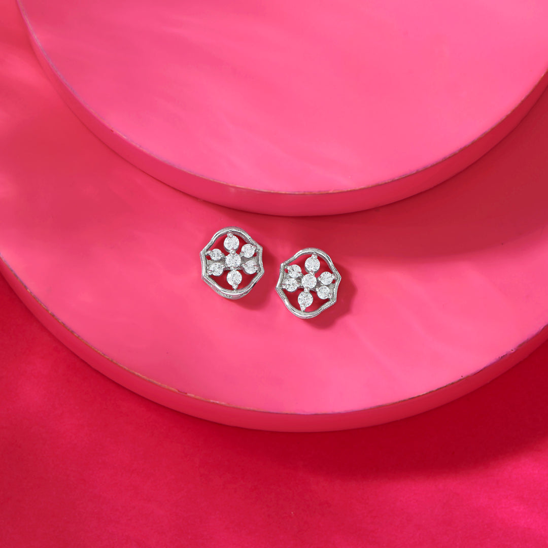 Petal Pop Silver Stud Earrings