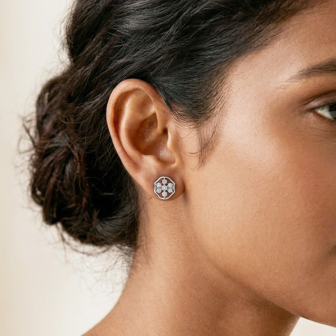 Petal Pop Silver Stud Earrings