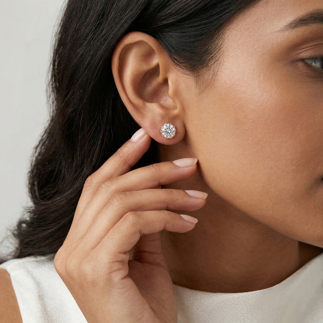Starlight Celeste Silver Stud Earrings