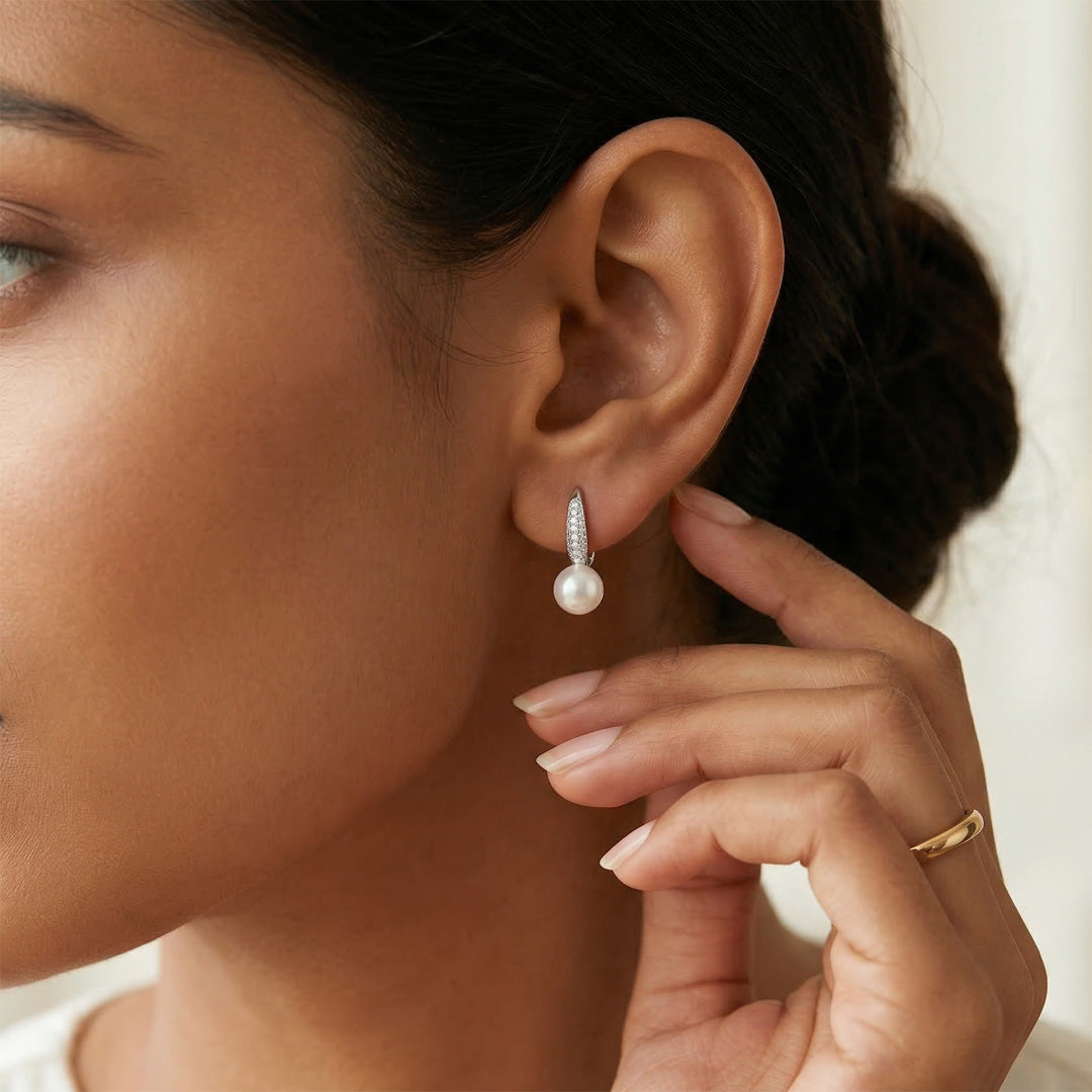 Pearl Flicker Silver Stud Earrings