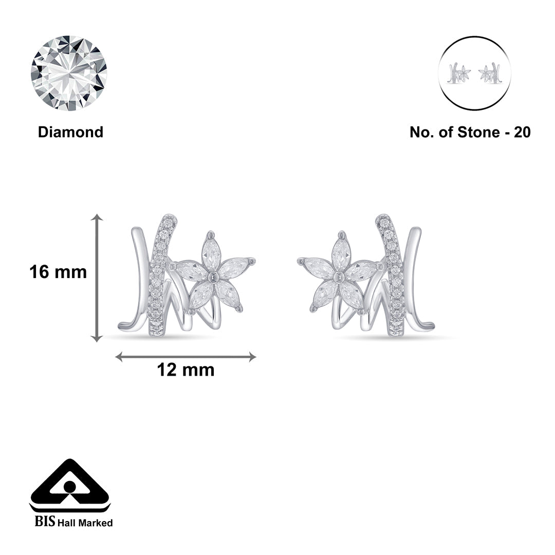 Jasmine Drift Silver Stud Earrings