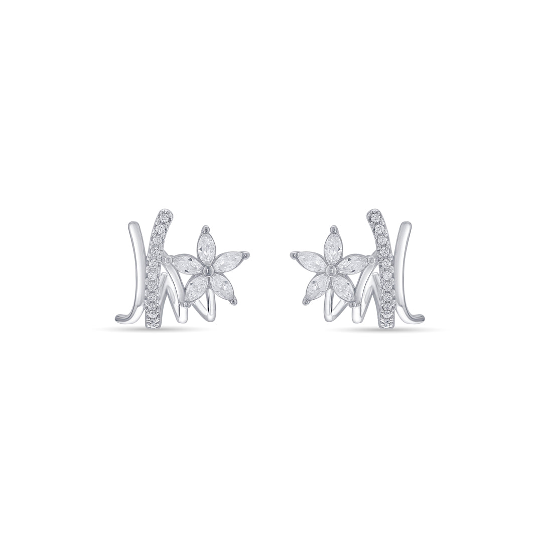 Jasmine Drift Silver Stud Earrings