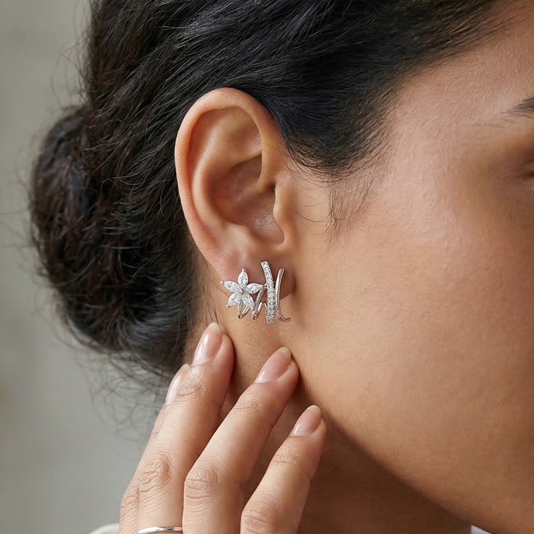 Jasmine Drift Silver Stud Earrings