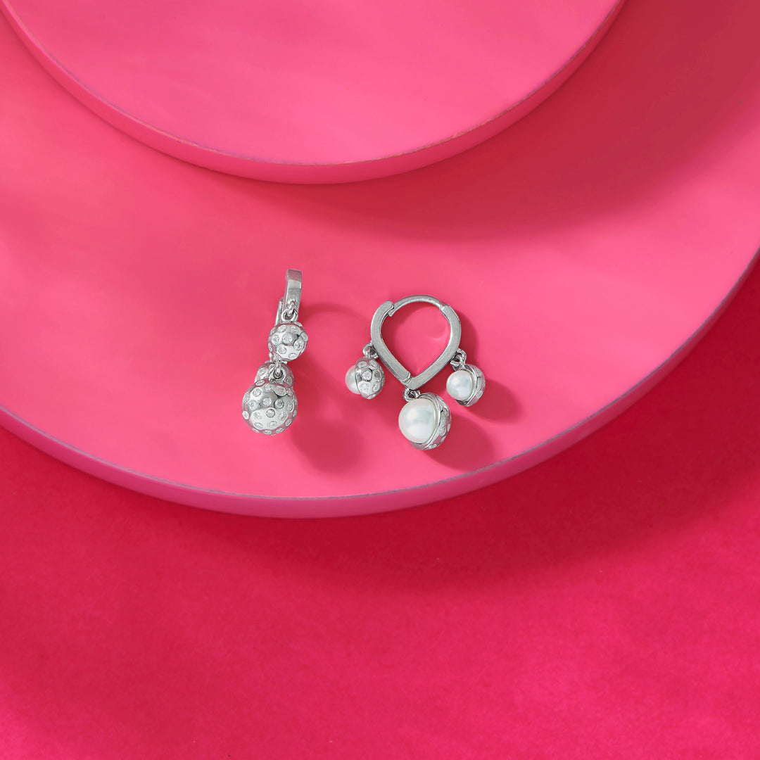 Chic Twinkle Silver Hoops & Huggies Earrings