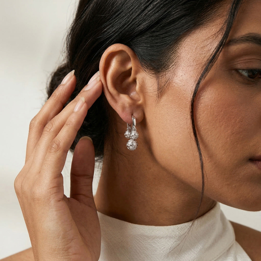 Chic Twinkle Silver Hoops & Huggies Earrings