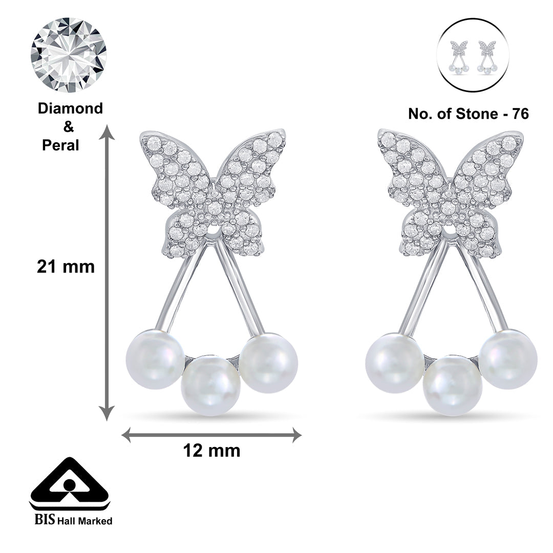 Pearl Flutter Silver Stud Earrings