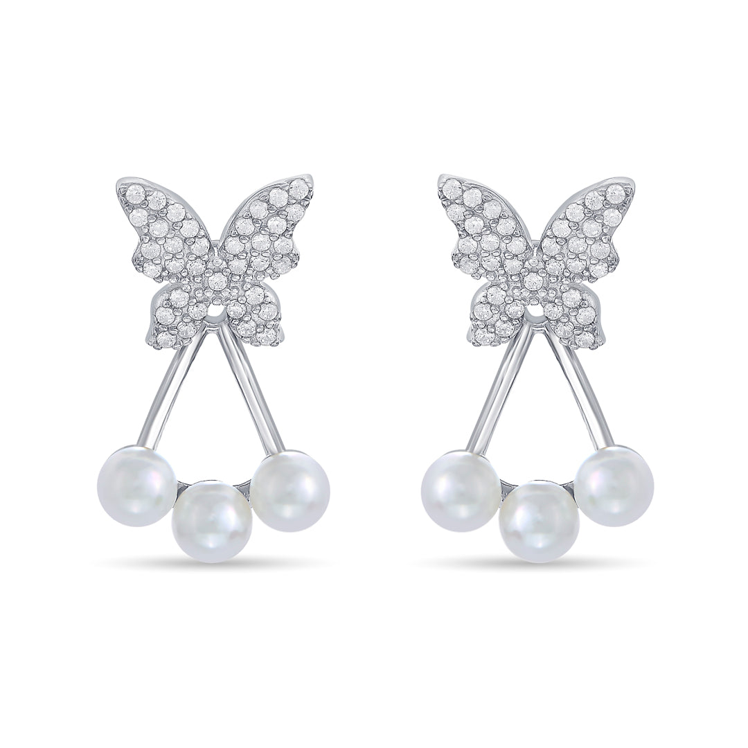 Pearl Flutter Silver Stud Earrings