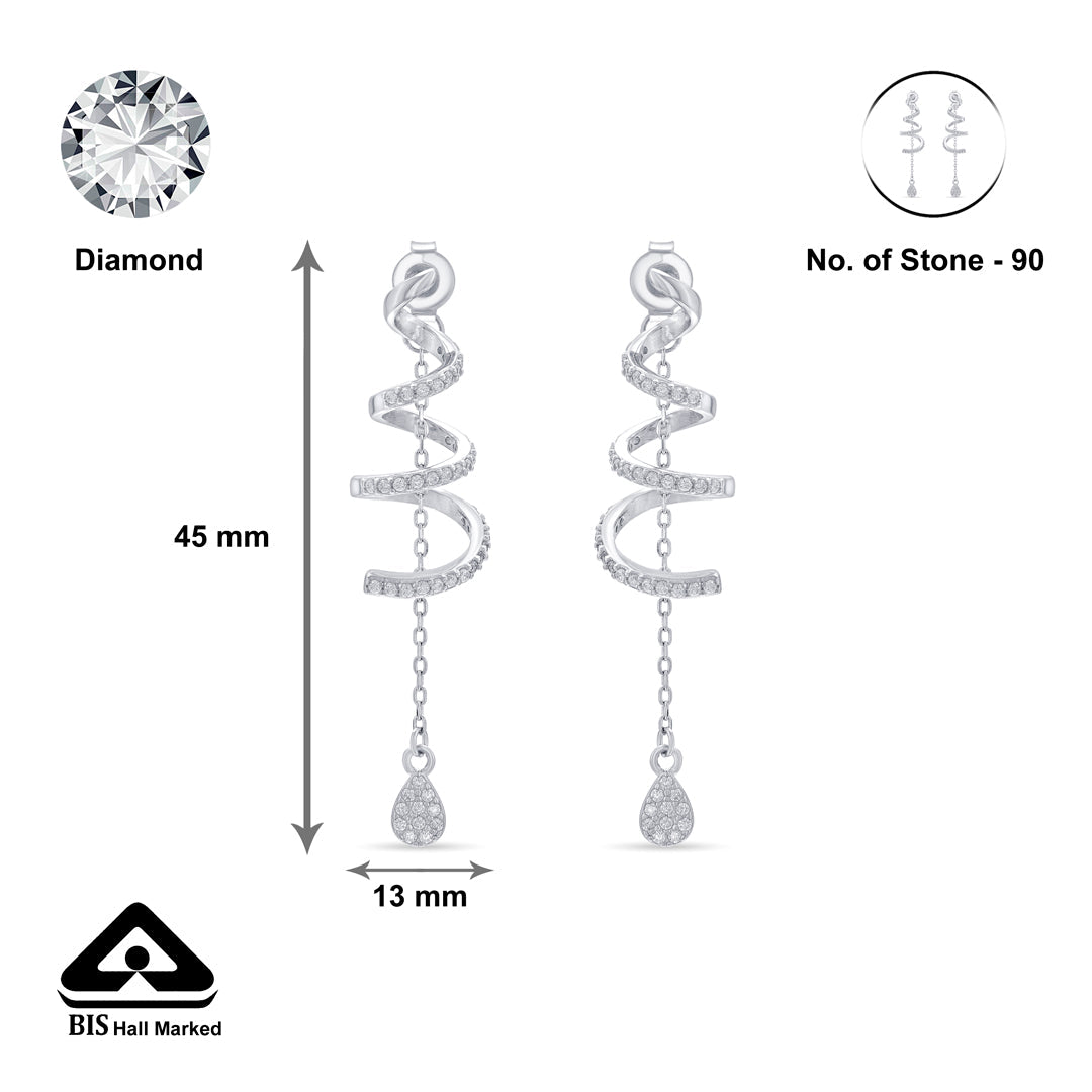 Aura Twirl Silver Drops & Dangler Earrings