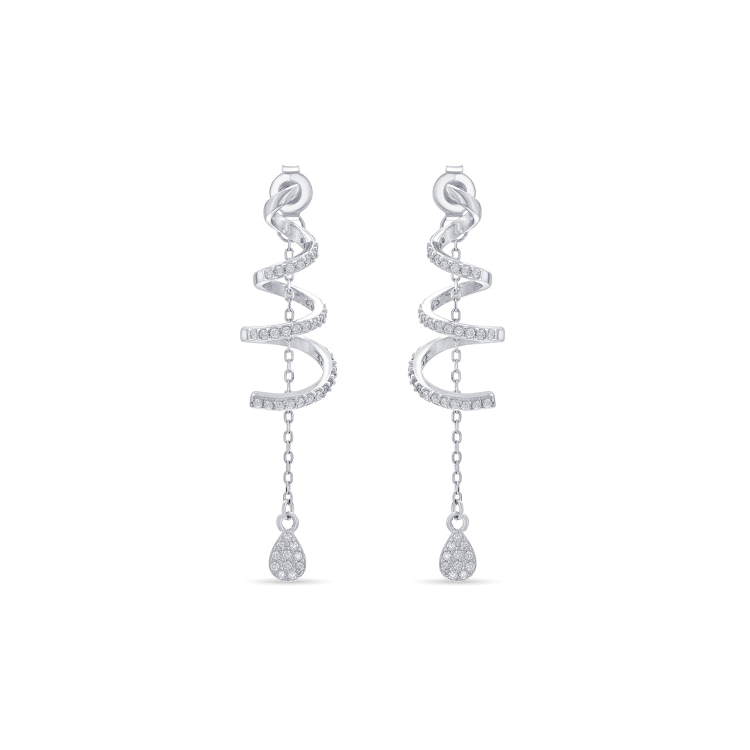 Aura Twirl Silver Drops & Dangler Earrings