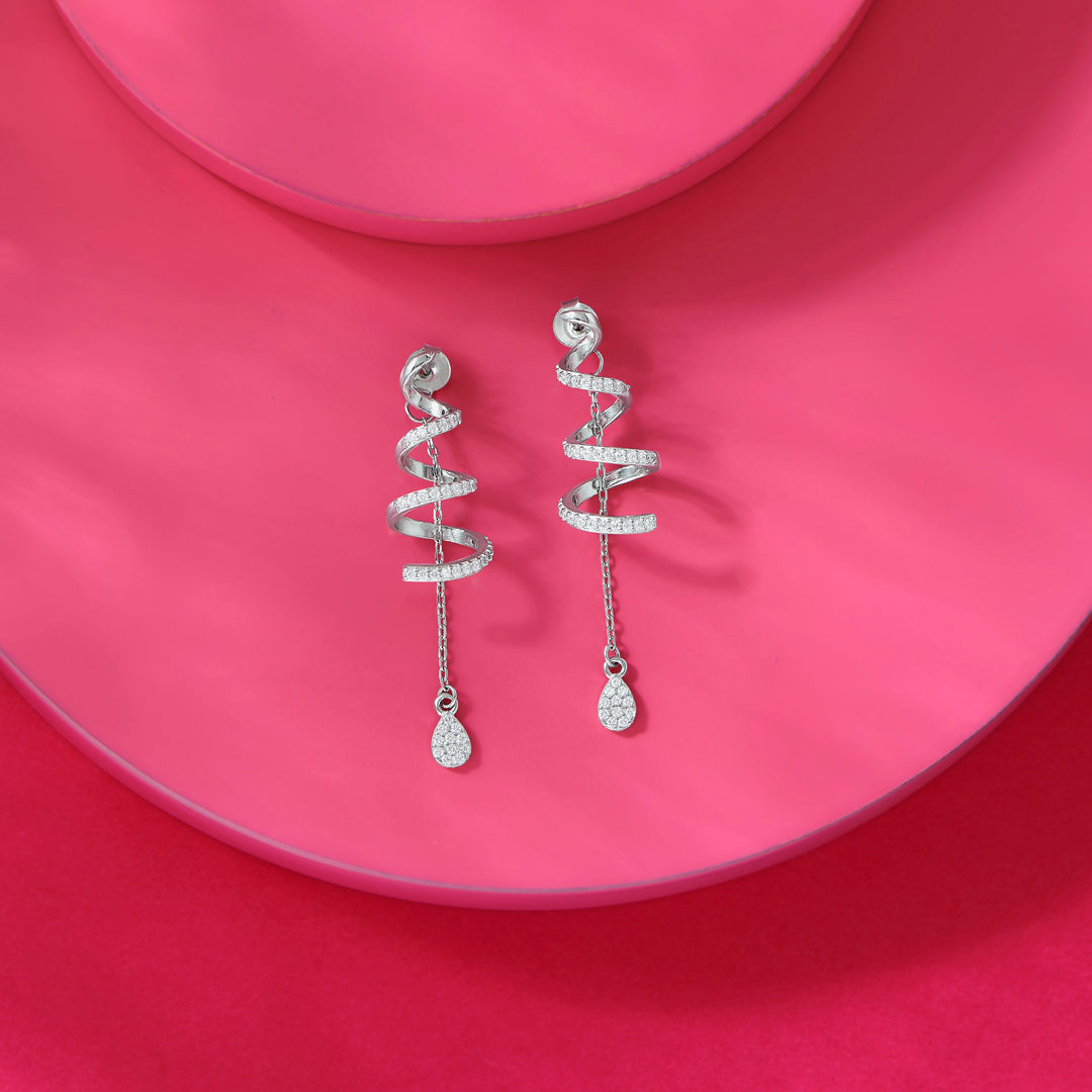 Aura Twirl Silver Drops & Dangler Earrings