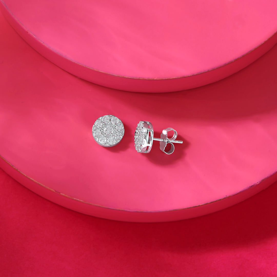 Sparkle Orbit Silver Stud Earrings