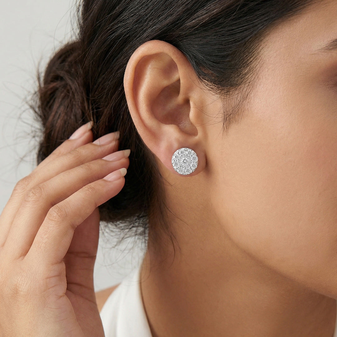 Sparkle Orbit Silver Stud Earrings