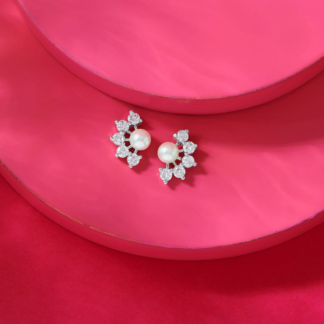 Pearl Story Silver Stud Earrings