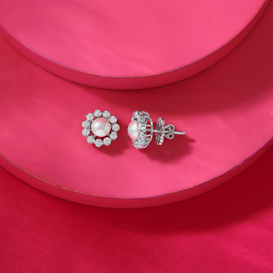 Pearl Pop Silver Stud Earrings
