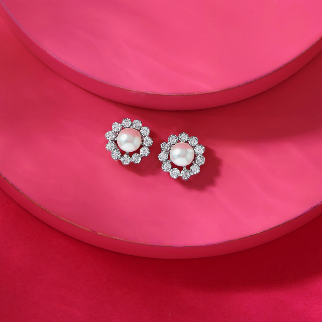 Pearl Pop Silver Stud Earrings
