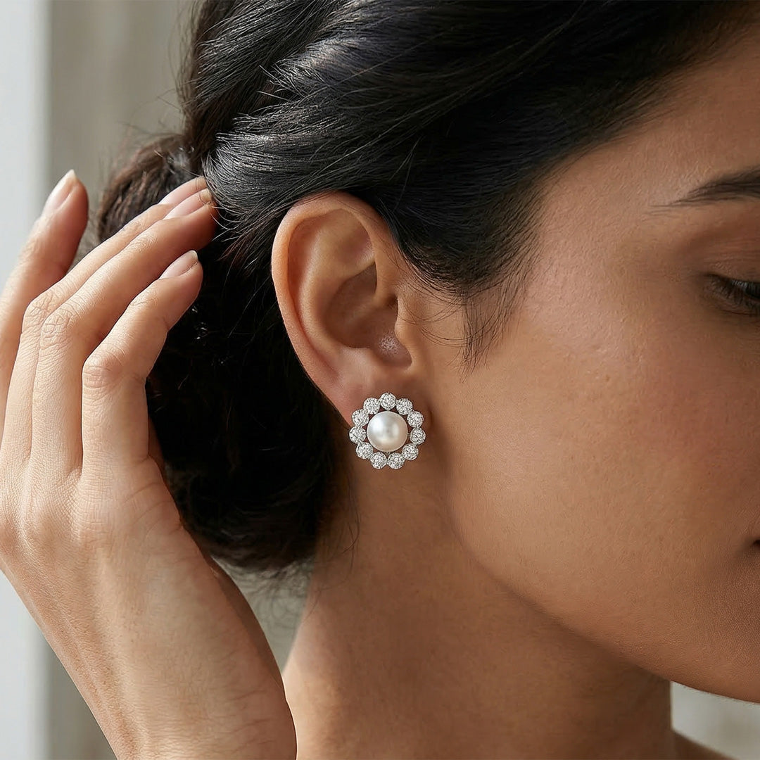 Pearl Pop Silver Stud Earrings