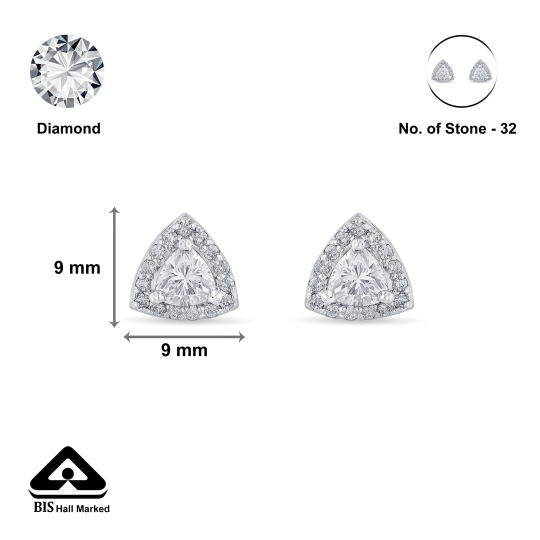Crystal Triad Silver Stud Earrings