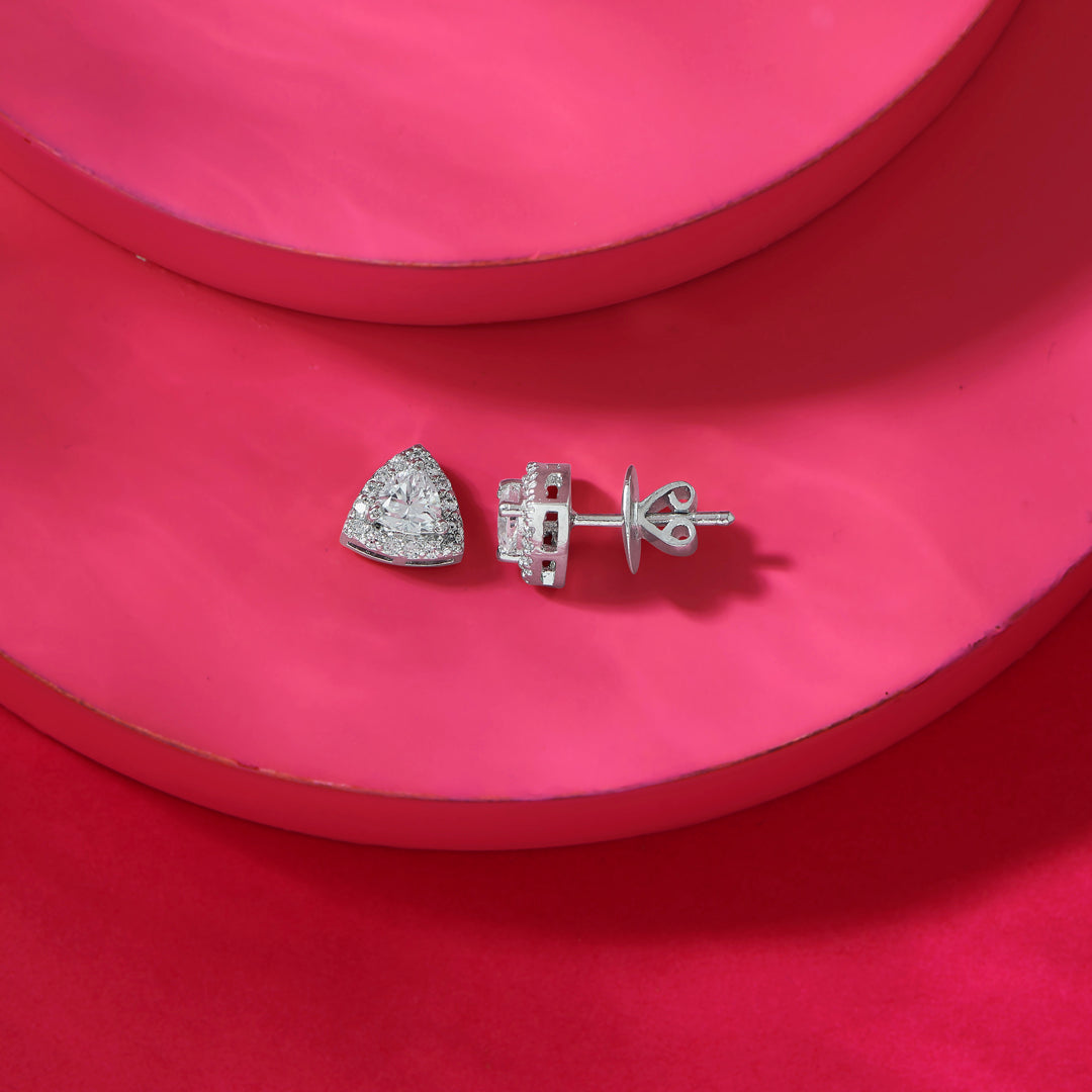 Crystal Triad Silver Stud Earrings