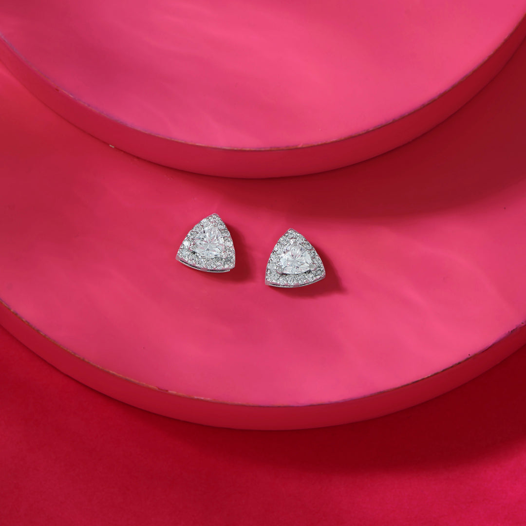 Crystal Triad Silver Stud Earrings
