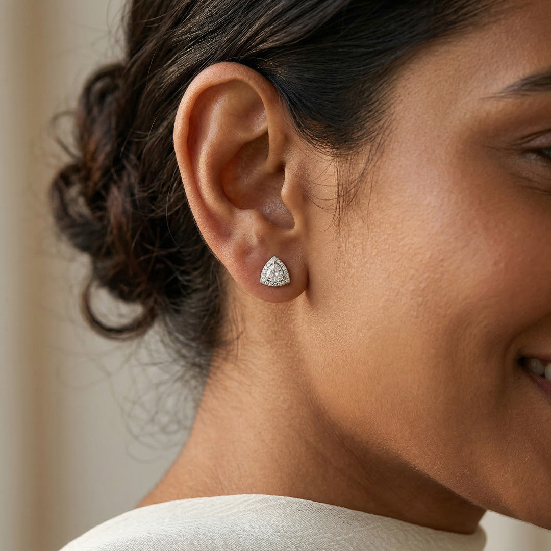 Crystal Triad Silver Stud Earrings