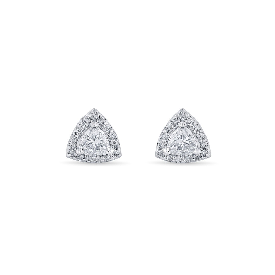Crystal Triad Silver Stud Earrings
