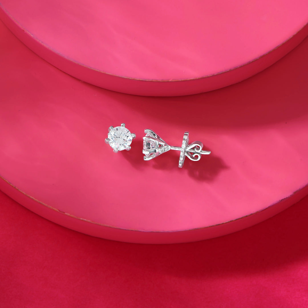Moonlit Pop Silver Stud Earrings