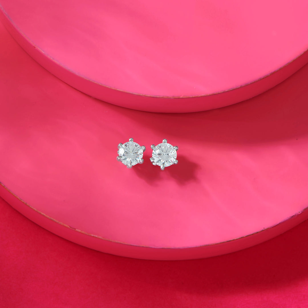 Moonlit Pop Silver Stud Earrings