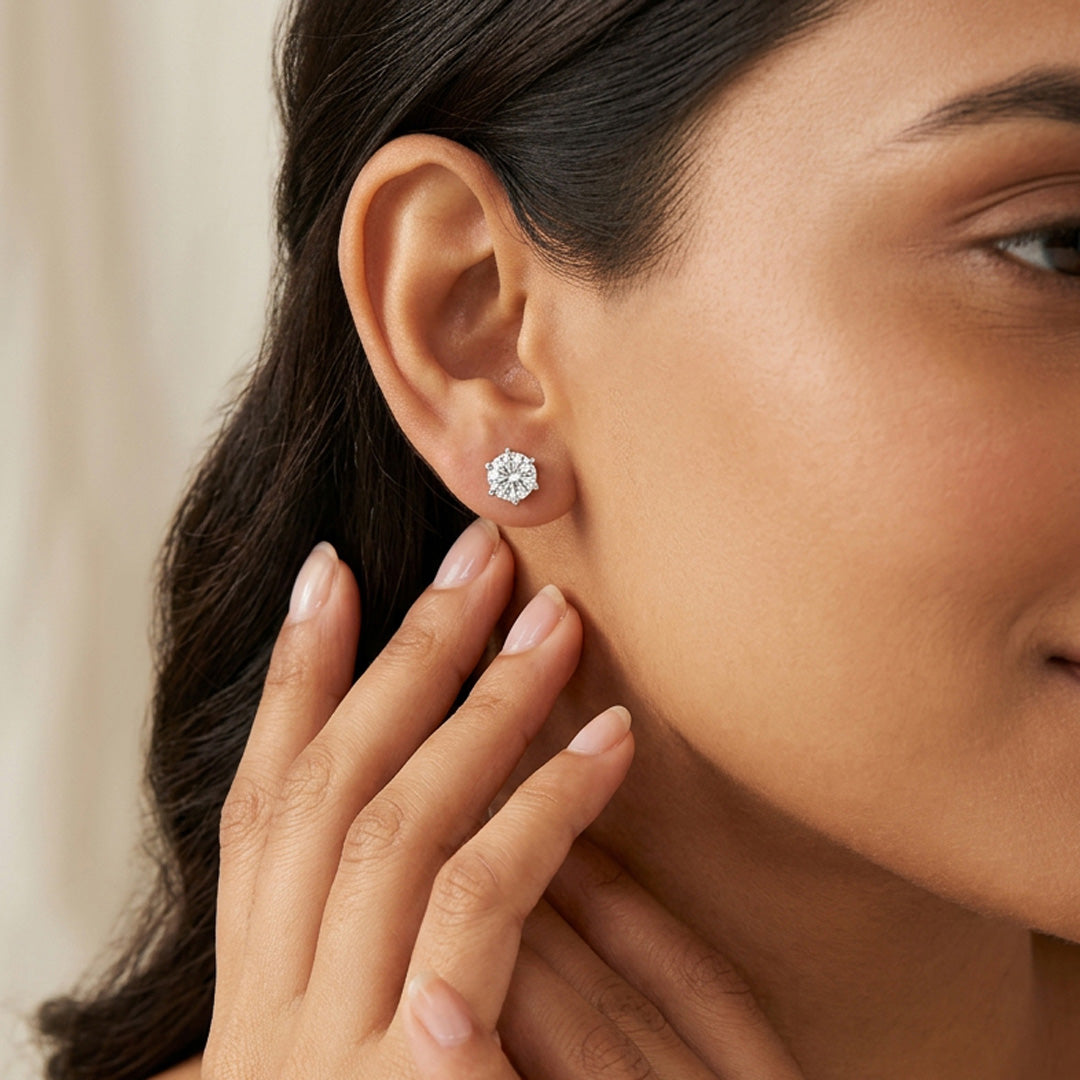 Moonlit Pop Silver Stud Earrings