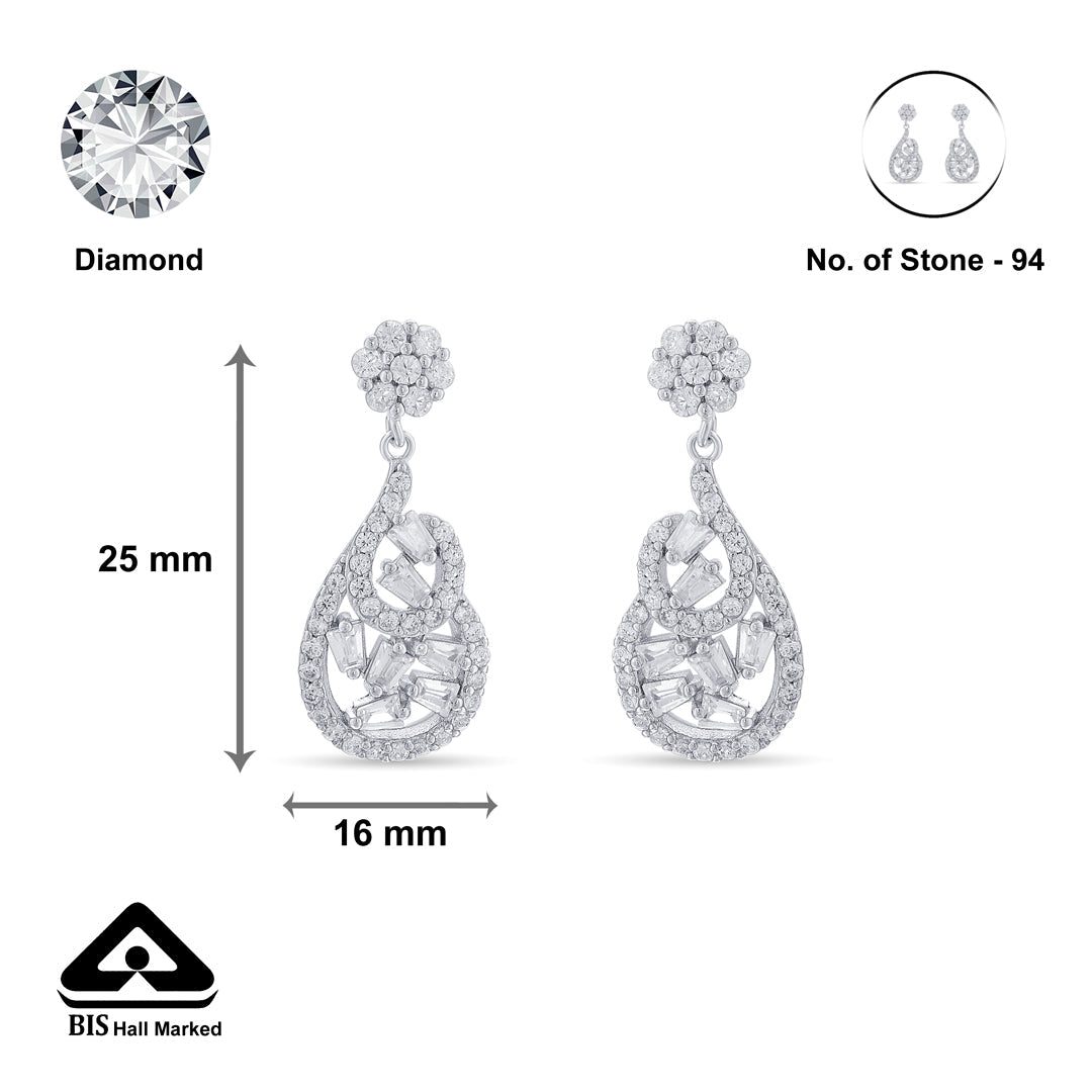 Glimer Drop Silver Drops & Dangler Earrings