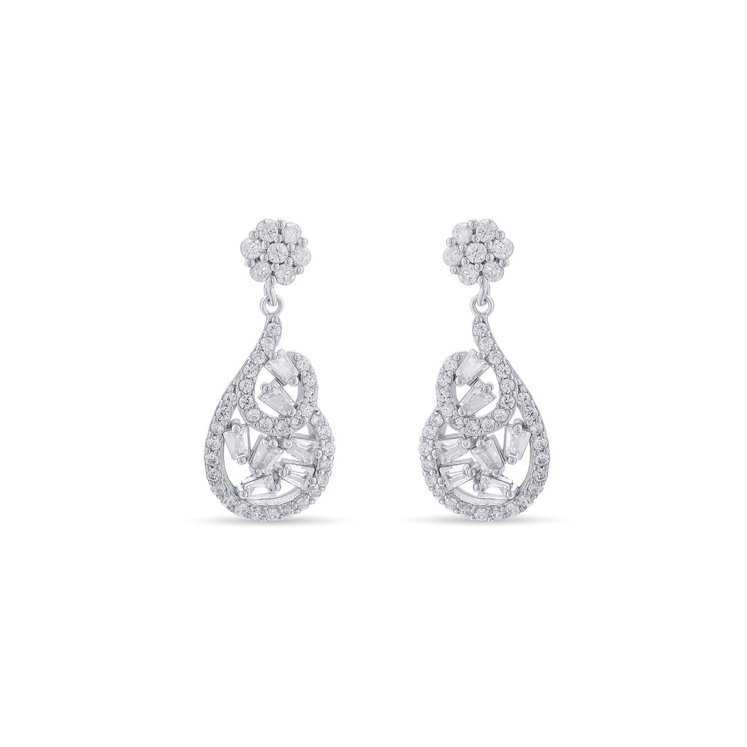 Glimer Drop Silver Drops & Dangler Earrings