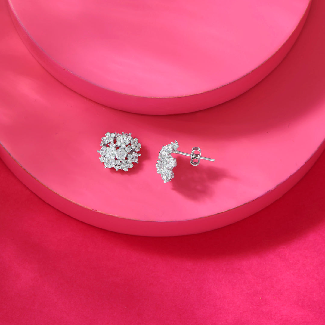 Daisy Spark Silver Stud Earrings