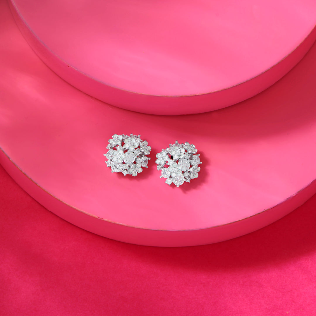 Daisy Spark Silver Stud Earrings
