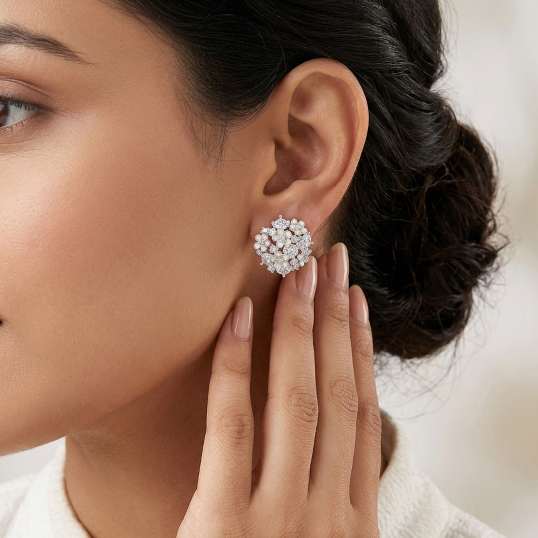 Daisy Spark Silver Stud Earrings
