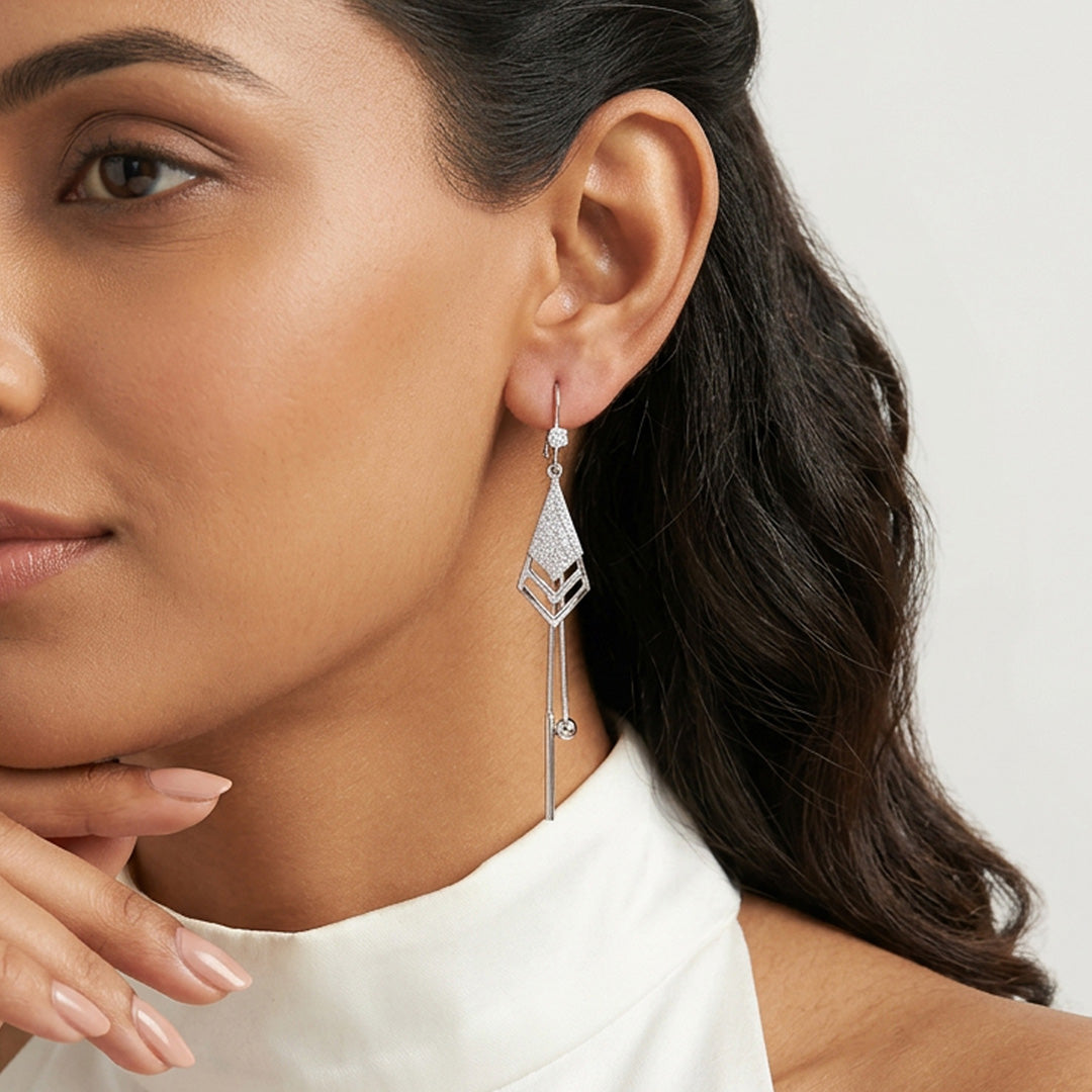 Modern Edge Silver Drops & Dangler Earrings