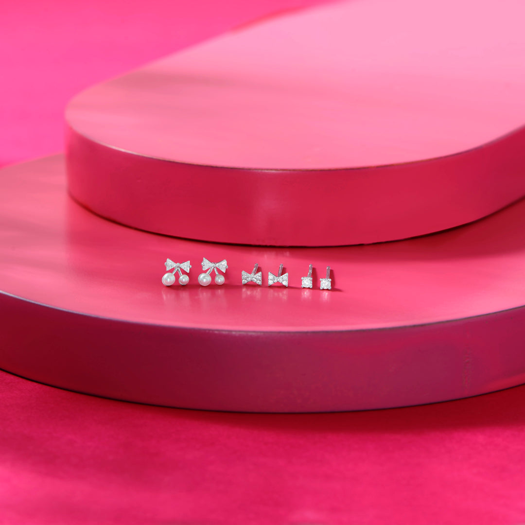 Everyday Glow Silver Stud Earring Set
