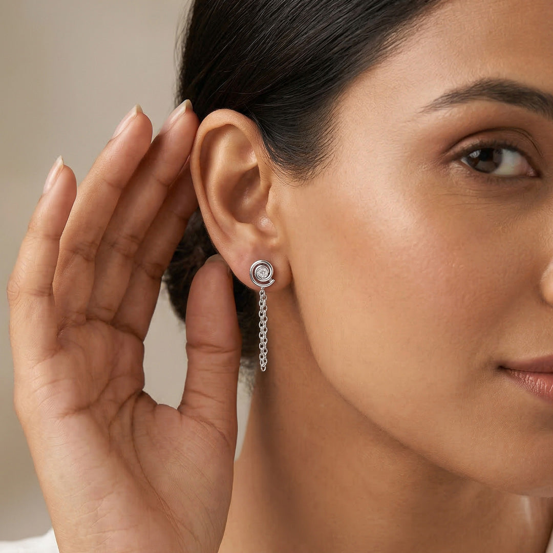 Twist & Twirl Silver Drops & Dangler Earrings