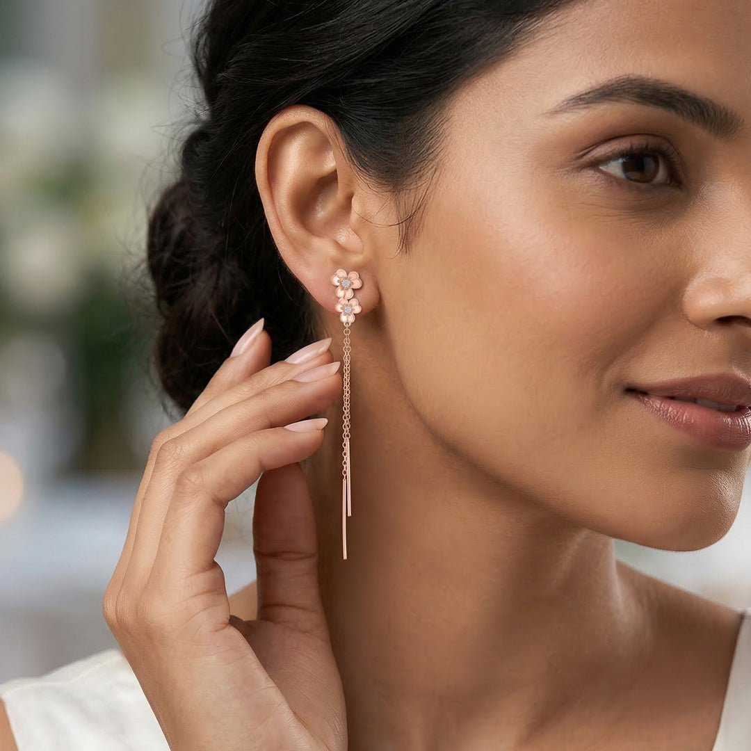 Mariposa Glow Silver Drops & Dangler Earrings