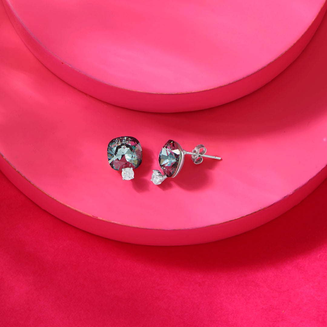 Cocktail Spark Silver Stud Earrings