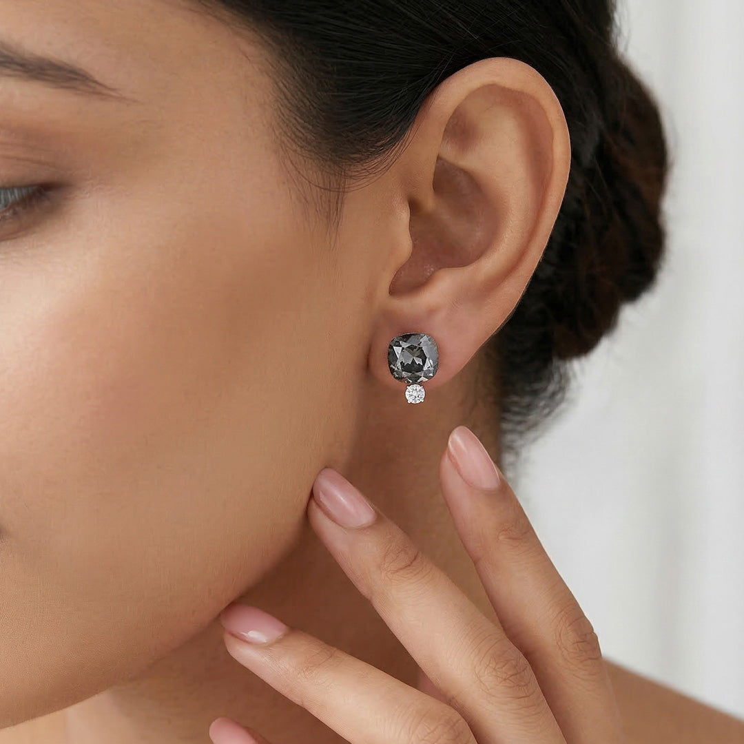 Cocktail Spark Silver Stud Earrings