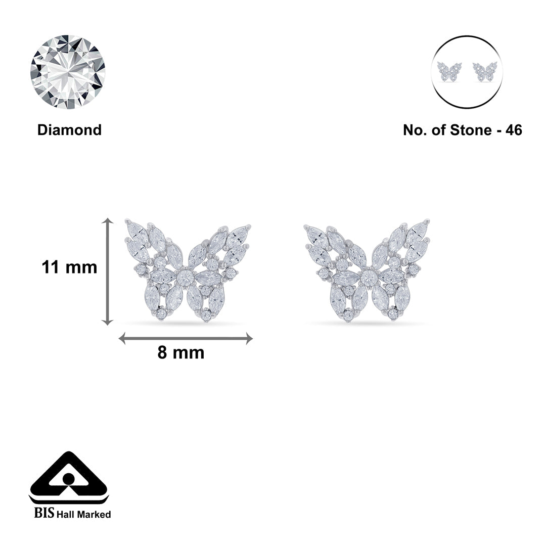 Floral Flutter Silver Stud Earrings