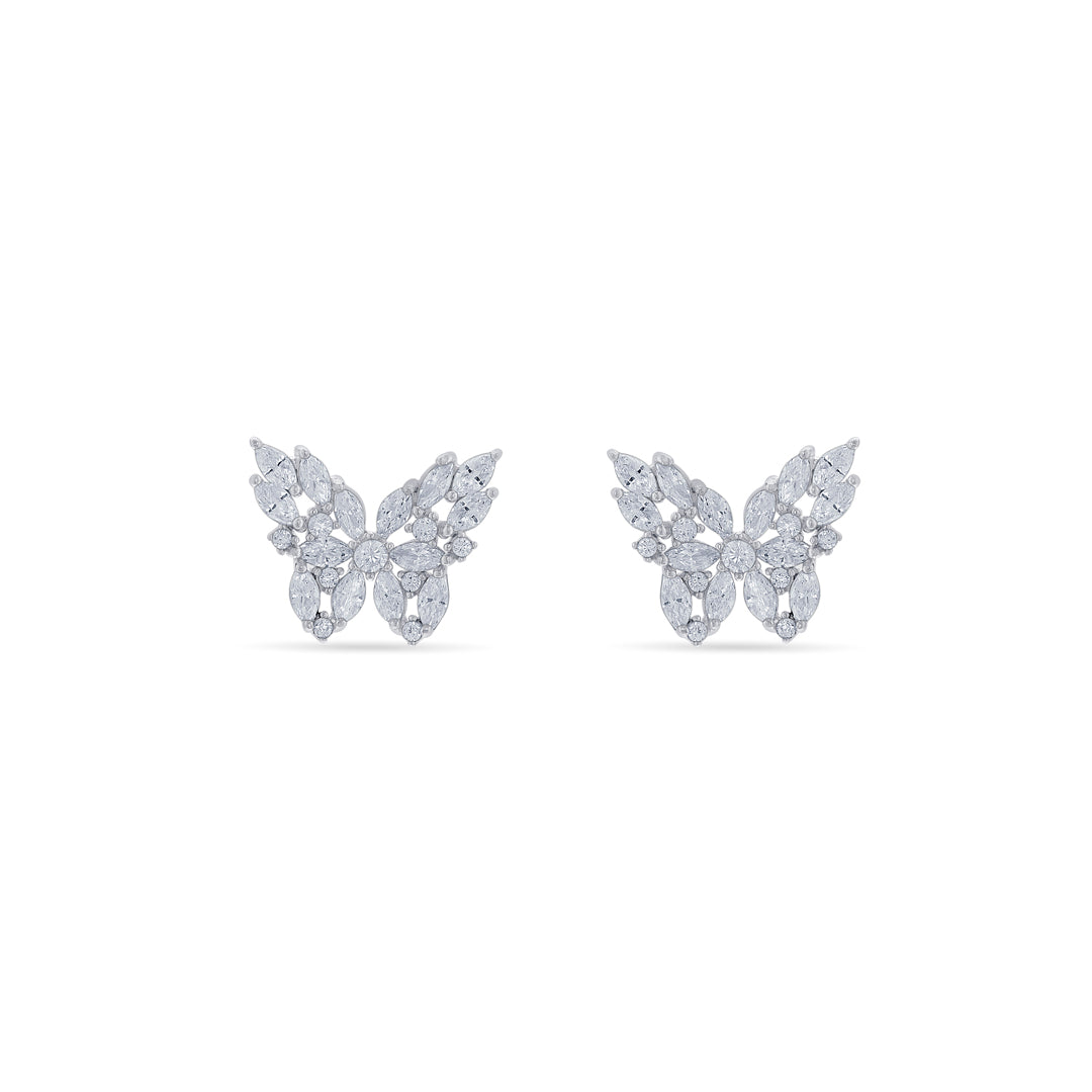 Floral Flutter Silver Stud Earrings