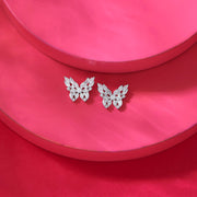 Floral Flutter Silver Stud Earrings