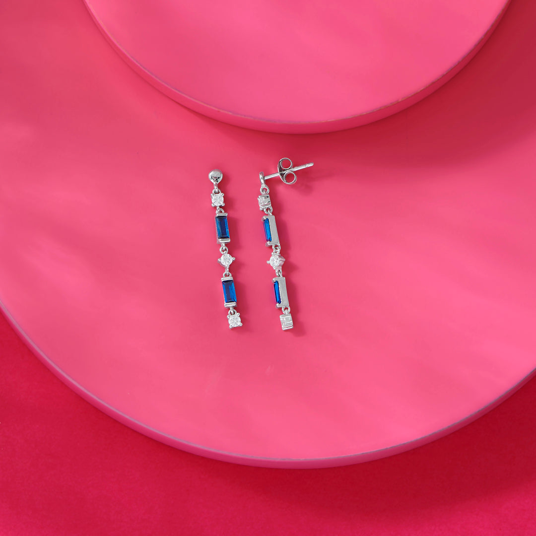 Cobalt Trail Silver Drops & Dangler Earrings