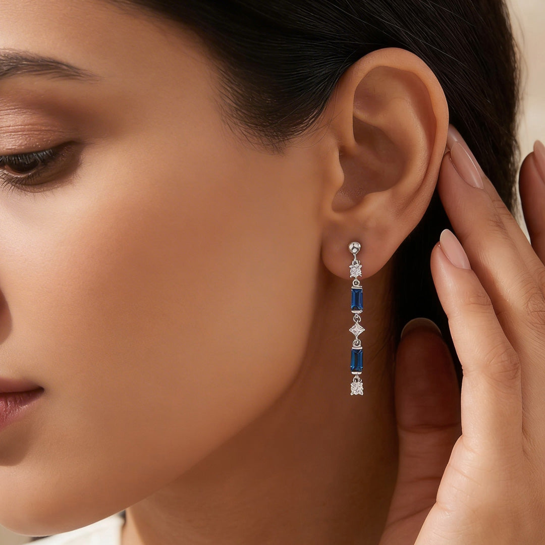 Cobalt Trail Silver Drops & Dangler Earrings